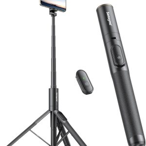 Sensyne 60" Phone Tripod - Selfie Stick, Lightweight All in One Phone Tripod Integrated with Wireless Remote Compatible with All Cell Phones for Selfie/Video Recording/Photo/Live Stream/Vlog（Black）