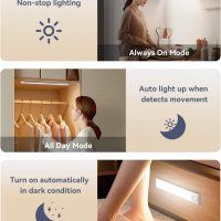 Under Cabinet Lighting, LED Motion Sensor Light Indoor, 2200mAh USB Rechargeable Closet Lights Battery Operated, Stick On Magnetic Wireless Dimmable Under Counter Lights for Kitchen(2 Pack) - Image 2