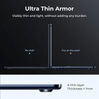 EooCoo Ultra Thin Armor Compatible with MacBook Air 13 inch Case M4 2025 2024-2022 M3 M2 A3240 A3113 A2681, 100% Match Midnight, Air 13.6" Matte Protective Case with Keyboard Skin, Midnight Clear - Image 3