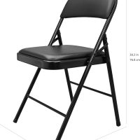 Amazon Basics Comfortable Vinyl-Padded Metal Steel Folding Chairs, Black, 4-Pack - Image 3