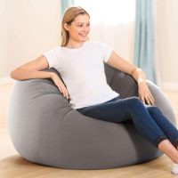 INTEX 68579EP Beanless Bag Inflatable Lounge Chair: Corduroy Textured Flocking – Durable Vinyl – Folds Compactly – 220lb Weight Capacity – 45" x 45" x 28" - Image 2
