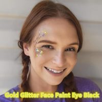 Go Ho Gold Face Body Glitter,Mardi Gras Glitter Makeup Gold Face Paint,Holographic Chunky Sequins Glitters for Eye Lip Hair Nails,Festival Rave Accessories,52g - Image 2