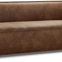 CHERS 83.3" Mid Century Modern Sofa, Luxury French Mixed Fabric Couch with Tight Back, Square Armrest Lounge Sofas for Living Room, Apartment, Bedroom, Office, Chestnut - Image 5