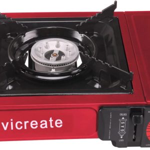 Vivicreate 8500 BTU Portable Butane Gas Stove for Camping Cooking Outdoor, Lightweight Portable Stove Burner with Auto Ignition, Estufa de Gas Portátil para Camping al Aire Libre(Red)