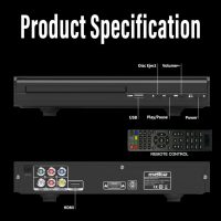 DVD Player, HDMI AV Output, All Region Free CD DVD Players for TV, DVD Players with NTSC/PAL System, Supports Mic's & USB Input, Package Includes HDMI/RCA Cables and Remote Control - Image 7