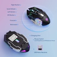 Wireless Gaming Mouse Bluetooth Mouse RGB Rechargeable 2.4G USB Cordless Computer Mice with 7 Color Backlit, 6 Buttons & Silent Click for Laptop, iPad, Mac OS, PC, Windows -Black - Image 7