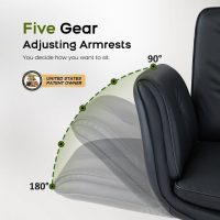 Criss Cross Chair with Armrests & Wheels, PU Leather Vanity Chair, Comfortable Adjustable Swivel Computer Office Desk Chairs for Home, Make Up, Bed Room (Black) - Image 3