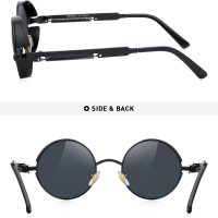 Gothic Steampunk Sunglasses for Women Men Round Lens Metal Frame - Image 3