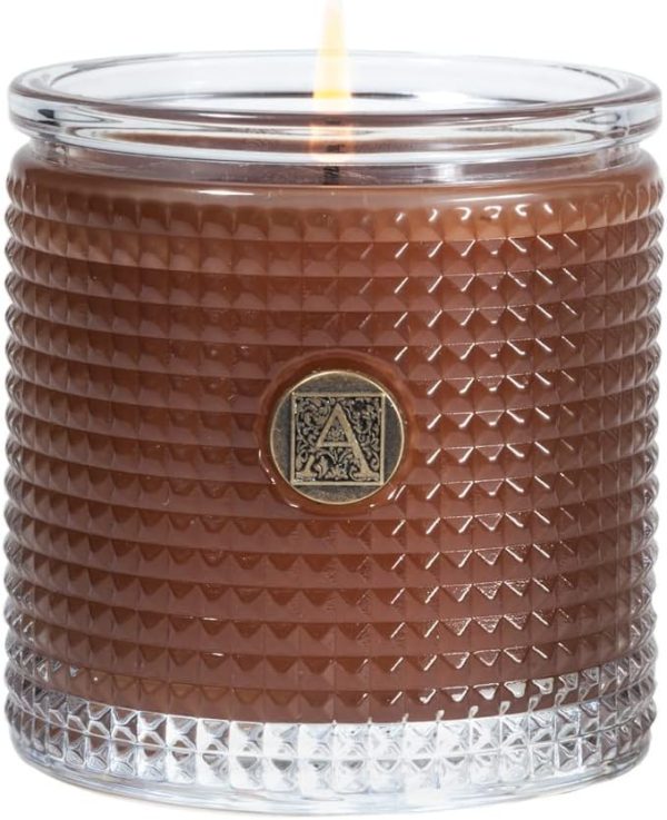 Aromatique Cinnamon Cider Textured Glass Candle 6oz - Decorative Home Fragrance Aromatherapy Long Lasting Room Air Freshener Deodorizer Perfect Fall Decoration Luxury Glass Candle Gift 40 Hour Burn!