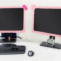 Hoteam 2 Pcs 17''-24'' Kawaii Computer Monitor Cover with Cat Ear Furry Cute Pink Monitor Dust Cover Protector Lovely Computer Desk Accessories Laptop TV LCD Screen Decoration for Tablet - Image 6