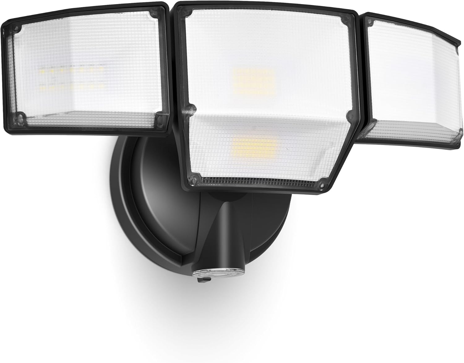 LUTEC 80W Dusk to Dawn Flood Lights Outdoor, 9000LM Super Bright LED Security Light with Photocell, IP65 Waterproof, 5000K Daylight, Hardwired 4 Heads Floodlight for Garage, Yard (Black)