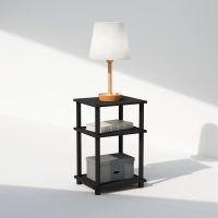 Furinno Just 3-Tier Turn-N-Tube Open Storage Nightstand, 1-Pack, Plastic Poles, Americano/Black - Image 4