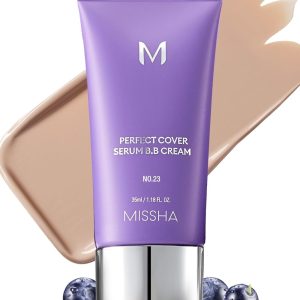 MISSHA M PERFECT COVER SERUM BB CREAM No.23 Natural Beige-Light/Medium with Cool/Neutral Undertone, BB Cream by Cardi B Pick, Skin Tint, Tinted Moisturizer, Skin Care Foundation Makeup, 1.18 Fl oz
