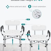 VFAUOSIT Shower Chair for Elderly and Disabled, 550 lbs Shower Chair for Inside Shower with Arms and Back, 6-Height Adjustable Shower Seats for Adults, Bath Chairs for Seniors Inside Tub - Image 4