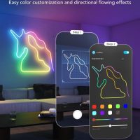 Govee RGBIC Neon Lights, LED Smart Neon Rope Light 2 Works with Matter, Alexa, Google Assistant, Custom DIY Neon Strip Lights for Bedroom and Holiday Decor, Softer Material, 32.8ft, White - Image 5