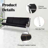 Kinsuite 7-Seat Waiting Room Chairs with PU Leather - 3Pcs Office Waiting Room Bench Reception Chairs, Lobby Chairs for Airport Office Hospital School Bank, Black - Image 3