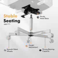 Criss Cross Chair with Wheels & Flip-up Arms, Executive Office Chair with Foot Rest, Swivel Cross Legged Office Chair, Corduroy Fabric Comfy Computer Desk Chair, Vanity Chair for Home, White - Image 9