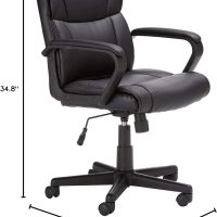 Amazon Basics Office Computer Task Desk Chair with Padded Armrests, Mid-Back, Adjustable, 360 Swivel, Rolling, 275 Pound Capacity, 24.2"D x 24"W x 34.8"H, Black Faux Leather - Image 7