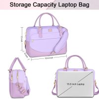 MATEIN Laptop Briefcase for Women, Fashion 15.6 inch Computer Sleeve Bag Case with Adjustable Shoulder Strap, Water Resistant Cute Purple Messenger Work Tote Bag Gifts for Women Nurse Teacher College - Image 2