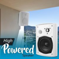 Pyle Wall Mount Home Speaker System - Active Passive Mountable Bookshelf Indoor Studio Garage Patio Stereo Sound Home Theater, Wireless Bluetooth Speaker Set W/Aux & RCA, White - Image 5
