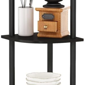 Furinno Turn-N-Tube 5 Tier Corner Display Rack Multipurpose Shelving Unit, 1-Pack, Espresso/Black