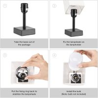 Small Table Lamp for Bedroom - Bedside Lamps for Nightstand, Minimalist Night Stand Light Lamp with Square Fabric Shade, Desk Reading Lamp for Kids Room Living Room Office Dorm - Image 8