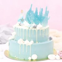 Sky Blue Frozen Themed Birthday Candles, Snowflake Number Candles for Kids Adults Birthday Party Supplies, 2.76 inch Number 4 Candle Cake Topper Decorations (Number 4) - Image 3