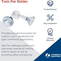 Lithonia Lighting Outdoor Flood Light Fixture, Adjustable Twin Par Flood Light Holder for Safety and Security, 120 Volts, Uses 2 Lamps Up to 150W (Not Included), White (OFTH 300PR 120 WH M12) - Image 3