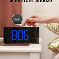 GOLOZA Projection Alarm Clock, Digital Clock with 180° Rotatable Projector, 3-Level Brightness Dimmer, Clear LED Display, USB Charger, Progressive Volume, 9mins Snooze,12/24H, for Bedroom - Image 6