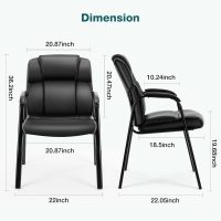 OLIXIS Waiting Room Chairs Set of 4, Leather Office Desk Reception Guest Stationary Side Chair with Padded Arms for Home Conference Lobby Area Meeting Church Medical Clinic Elderly Student - Image 3