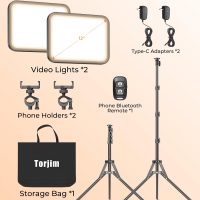 Torjim LED Video Light Kit | 24W, 3000-6500K Dimmable | 5 Lighting Modes | Studio Lights with Tripod Stand, Phone Holder & Wireless Remote | Professional Photography Lighting for Video Recording - Image 6