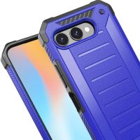 TJS Compatible with T-Mobile Revvl 8 TMRV085G Case, Dual Layer Premium Tough Lined Design Hybrid Shockproof Heavy Duty Phone Case Cover (Blue) - Image 3