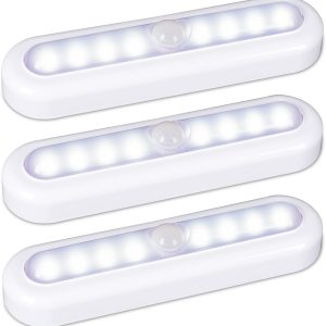 STAR-SPANGLED 3 Pack 7” Motion Sensor Lights Indoor Battery Operated, Stick on LED Light for Closet, Stairs, Under Cabinet, Cool White