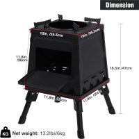 Lineslife Wood Burning Camp Stove, Portable Cast Iron Camping Wood Stove, Black Woodstove with Carrying Case for Backpacking Outdoor Cooking - Image 2