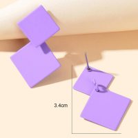 Romantic Purple Square Geometric Stud Earrings For Women Party Dinner Jewelry Accessories - Image 3