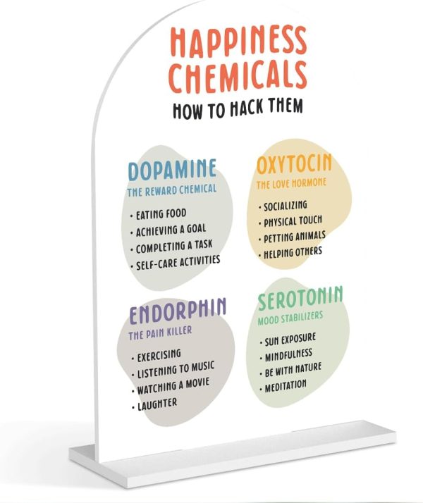 Happiness Chemicals Positive Mental Health Table Acrylic Decoration, Gifts for CBT Psychologist School Counselor Teacher Office Desk Decor