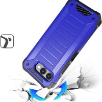 TJS Compatible with T-Mobile Revvl 8 TMRV085G Case, Dual Layer Premium Tough Lined Design Hybrid Shockproof Heavy Duty Phone Case Cover (Blue) - Image 4