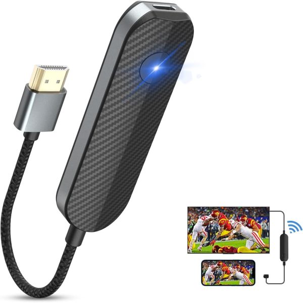 4K 1080P Wireless HDMI Display Adapter, WiFi Streaming Movies, Shows Receiver for i-Phone, i-Pad, Android, Tablet, Laptop, Window to HDTV/Monitor/Projector, Compatible Miracast, Air Play, DLNA