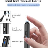 Stylus Pen for Android Tablet, Pom Tip Tablet Pencil for iOS/Android,Rechargeable Active Stylus Pen for iPhone/Samsung/XiaoMi/Huawei/Vivo/Lenovo/Pixel and Other Android Smartphones and Tablets-Black - Image 5