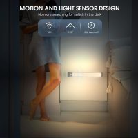 10inch Under Cabinet Lighting, 2 Pack Rechargeable Motion Sensor Light Indoor, 5 Levels Dimmable Magnetic Closet Lights, Wireless Under Counter Lights for Kitchen, Stairs - Image 4