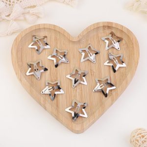 10 PCS Silver Star Snap Hair Clips No Slip Metal Hair Clips Small Snap Hair Barrettes Hairpins for Thick Hair Women Young
