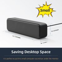 [Upgraded] USB Computer /Laptop Speaker with Stereo Sound & Enhanced Bass, Portable Mini Sound Bar for Windows PCs, Desktop Computer and Laptops - Image 3