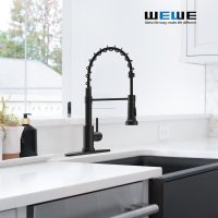 Kitchen Faucets with Pull Down Sprayer Commercial Industrial Stainless Steel Single Handle Single Hole Spring Farmhouse RV Sink Faucet, Matte Black Kitchen Faucet for Laundry Utility Room Sink - Image 2