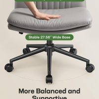 Marsail Armless-Office Desk Chair with Wheels: PU Leather Cross Legged Wide Chair,Comfortable Adjustable Swivel Computer Task Chairs for Home,Office,Make Up,Small Space,Bed Room, Grey - Image 7