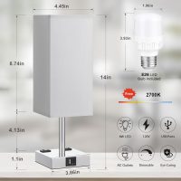 【Upgraded】Bedside Table Lamp Touch Control, with USB C+A Charging Ports & Dual AC Outlets, 3-Way Nightstand Lamp for Bedroom with LampShade Living Room Office(LED Dimmable Bulb Included) - Image 6