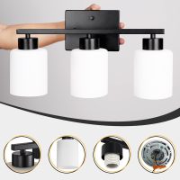Black Bathroom Light Fixtures, 3-Light Modern Vanity Light Over Mirror, Wall Sconces with Milky White Frosted Glass Shades, E26 Socket (Bulbs Not Included) - Image 7