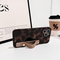 NITITOP Compatible with iPhone 14 Pro Max Case with Wrist Strap Cute Stylish Leopard Aesthetic Tortoise Amber Design for Women Girls Men Soft TPU Shockproof Protective Cover - Brown - Image 6