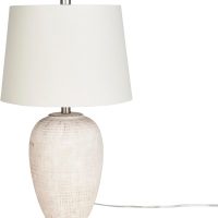 Nourison Home 23" Distressed Cream/Beige Rustic Ceramic Jar Table Lamp for Bedroom, Living Room, Dining Office, with Ivory Shade - Image 3