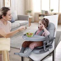 YOLEO Baby High Chair Booster Seat for Dining Table, Adjustable Height Travel Foldable High Chairs with Tray - Image 2