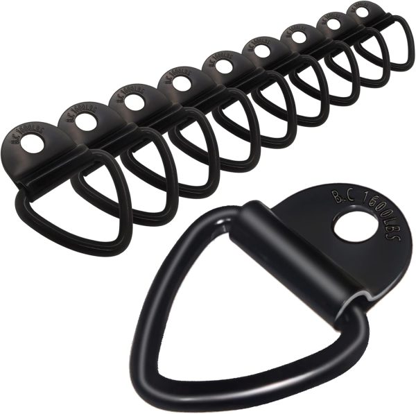 BUSY-CORNER Tie Down Anchors for Trailer, Warehouse, Boat, 10 PCS of Heavy Duty Steel V Ring Bolts, Pickups Truck Accessories(Black)